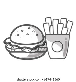 contour hamburger and fries french food icon