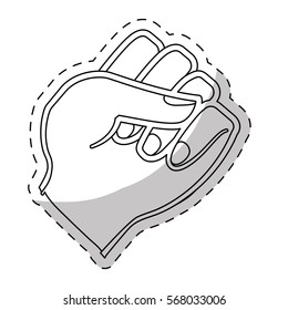 Contour hand weilding female defense, vector illustration design
