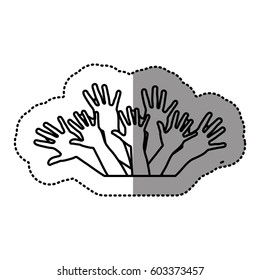 contour hands up together icon, vector illustration design