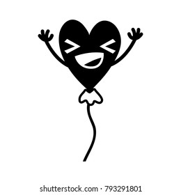 contour happy heart balloon kawaii with arms