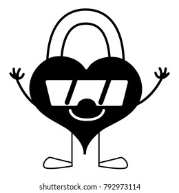 contour happy heart padlock with arms and legs
