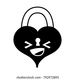 contour happy heart padlock kawaii personage