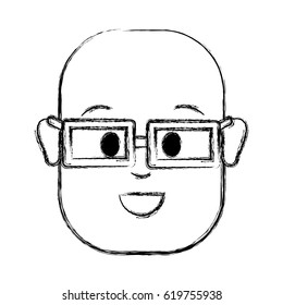 contour happy man with bald head and glasses