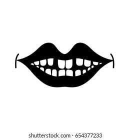 contour happy mouth with teeth design icon