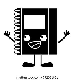 contour happy notebook object kawaii with arms and legs