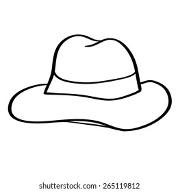 Empty Outline Cowboy Hat Headdress Icon Stock Vector (Royalty Free ...