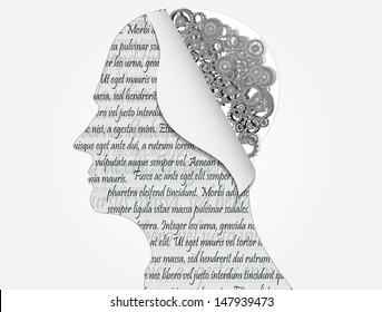 contour of the head with gears