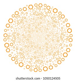 Contour Hexagon centrifugal source. Element cyclone designed from randomized contour hexagon symbols. Vector illustration style is flat iconic symbols.