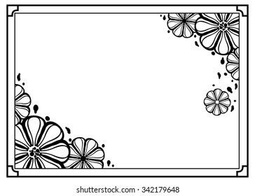 Contour   horizontal frame with decorative flowers