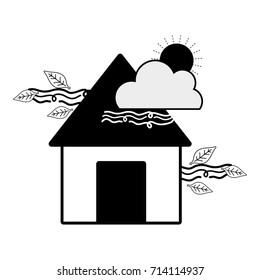 contour house with cloud and sun natural weather