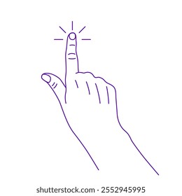 Contour of human hand. Vector gesture illustration. Concept of communication and expressions. Index finger pressing on something