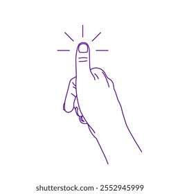 Kontur der menschlichen Hand. Vektorgestengrafik. Konzept der Kommunikation und Ausdrücke. Daumen drücken auf etwas