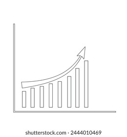 contour icon of the business development line, success, business growth, up arrow, diagram highlighted on a white background