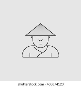 contour icon Chinese man in a kimono and a national cap