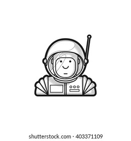 contour icon cute astronaut in a suit and helmet