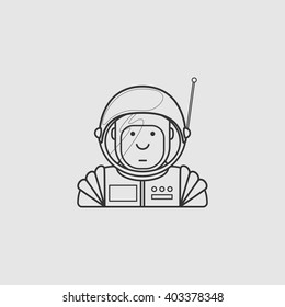 contour icon cute astronaut in a suit and helmet