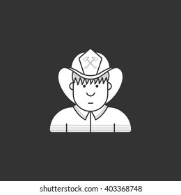 contour icon firefighter in a yellow form and a red cap