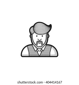 contour icon, the man with a beard and a stylish haircut