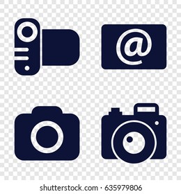 Contour icons set. set of 4 contour filled icons such as camera