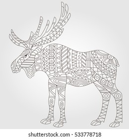 Contour illustration with abstract ram, dark outline on a light background
