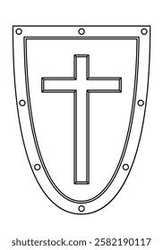 Contour illustration of the ancient shield of the Crusaders