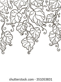 Contour illustration, design element, doodle, leaf twigs, shoots, art, vector, plant