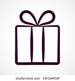 Contour illustration of gift, vector