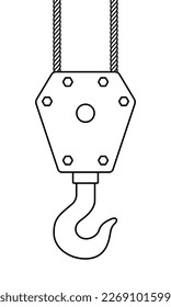 Contour illustration of industrial lifting crane hook