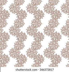 Contour illustration. Seamless pattern. Flower garlands. Design element. Vector illustration.