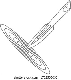 ilustración de contorno de lanzar un cuchillo en el blanco