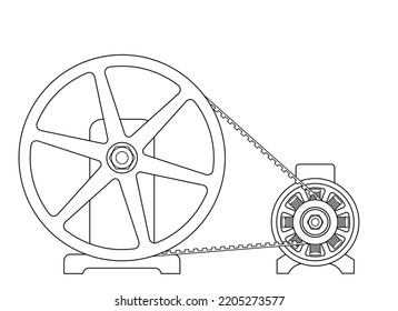 Contour illustration of a toothed belt transmission