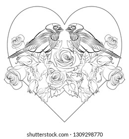 contour illustration for use as a print, for self-coloring and other design