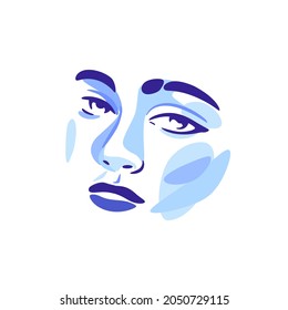 Contour illustration of woman face. Simple line illustration for beauty salons, cosmetics. 