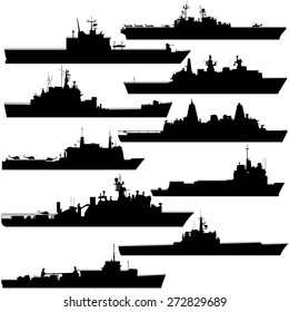 Set Silhouettes Warships Design Creativity Stock Vector (Royalty Free ...