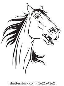 Contour image of a beautiful neighing horse