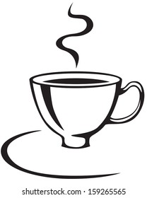 Contour image of cap with hot coffee