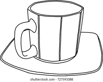 Contour image of a cup hand-draw Sketch doodle black and whit