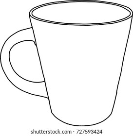 Contour image of a cup hand-draw Sketch doodle black and whit