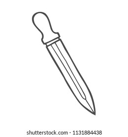 Contour image of dagger. Vector illustration isolated on white background for creating sketches of tattoos, printing on T-shirts and other items.