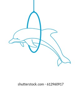Contour image of a dolphin, vector illustration.