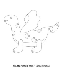 Contour image of a dragon, a dragon with wings, a character