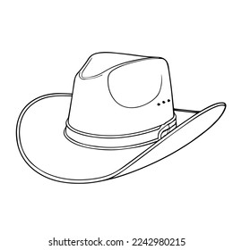 Contour image of a man's hat on a white background. Vector illustration, print for background, print on fabric, paper, wallpaper, packaging.