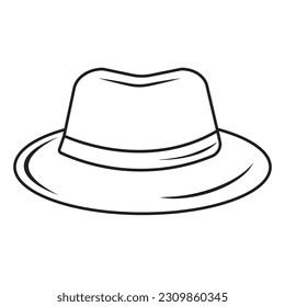 Contour image of a man's hat on a white background. Vector illustration, print for background, print on fabric, paper, wallpaper, packaging.