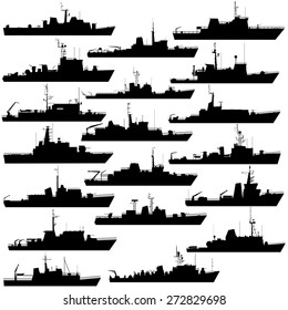 Set Silhouettes Warships Design Creativity Stock Vector (Royalty Free ...