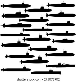 The contour of the image of nuclear submarines. Illustration on white background.