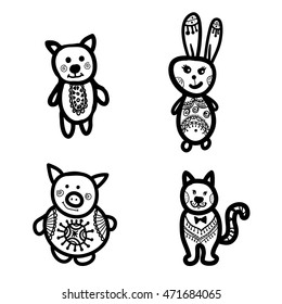 contour image Pets. Dog, cat, pig, rabbit.