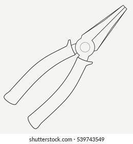Contour image of split ring pliers on white background.