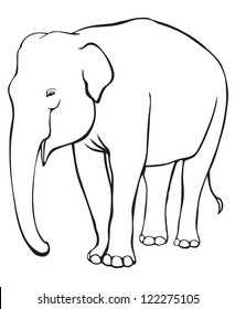 The contour image of a standing elephant