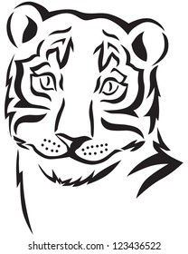 Contour image of a tiger head