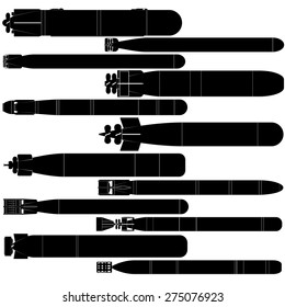 Contour image torpedoes. Illustration on white background.